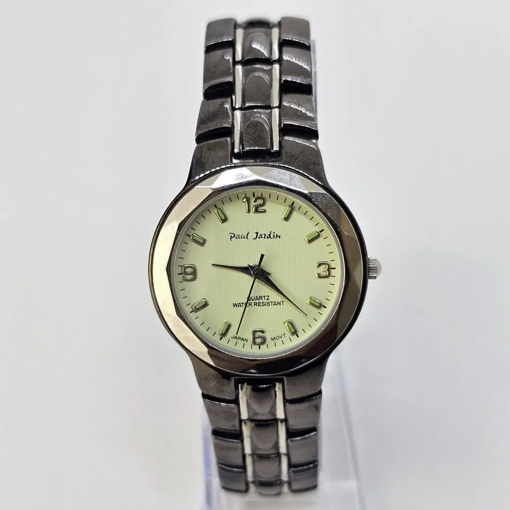 VTG‎ Paul Jardin Women's Watch 33MM Green Dial Black Bracelet 7.5